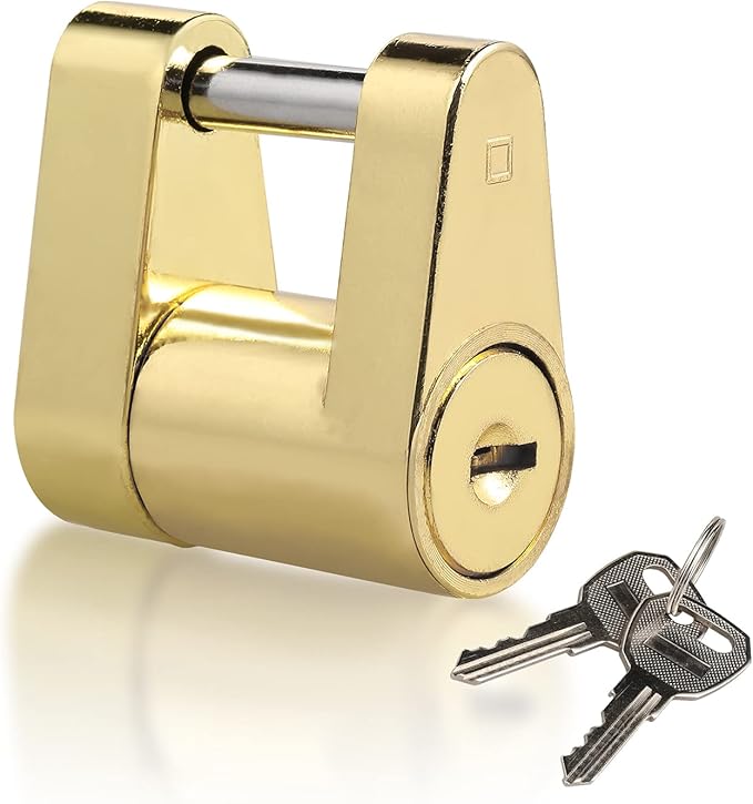 CZC AUTO Trailer Lock Dia 1/4 Inch, Coupler Lock 3/4 Inch Span Trailer Hitch Lock with Keys Trailer Coupler Lock for Tow Boat RV Truck Car's Coupler, 1 Pack