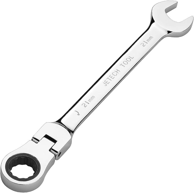 Jetech 21mm Flex-Head Ratcheting Combination Wrench, Premium Industrial Grade Spanner 72-Tooth Cr-V Steel - 180 Degree Flexible Box End Perfect for Tight Spaces, Auto & DIY Repair