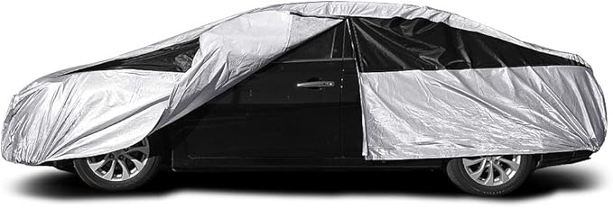 Titan Premium Multi-Layer PEVA Car Cover for Compact Sedans 176-185". Waterproof, UV Protection, Anti-Scratch Protective Lining, Driver-Side Zippered Opening. Fits Corolla, Sentra, Cruz and More.