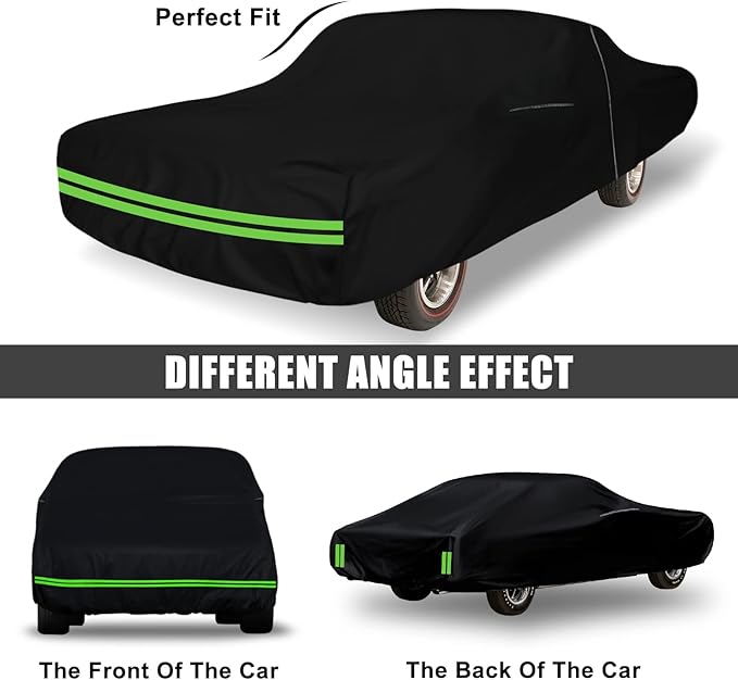 Waterproof Car Cover Replace for Pontiac GTO 2 Door Hardtop & Coupe 1964-1972, 210T All Weather Classic Car Covers with Zipper Door & Lock for Snow Rain Protection