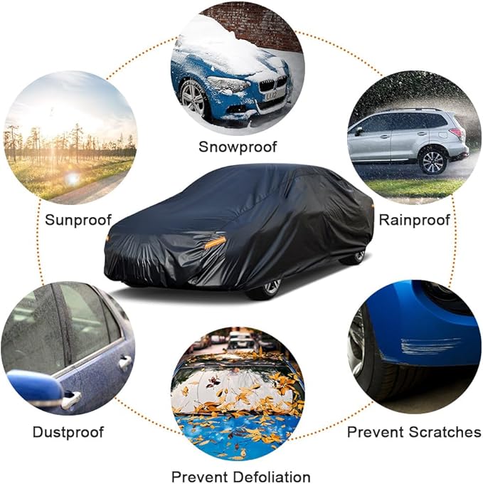 Kayme 7 Layers Car Cover Custom Fit for Dodge Challenger SXT SRT R/T GT Demon Hellcat (2008-2025) Waterproof All Weather for Automobiles, Outdoor Full Cover Rain Sun UV Protection.Black