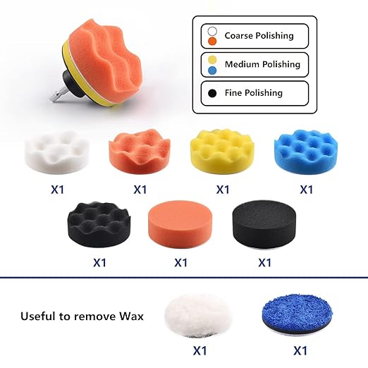3 inch Drill Polishing Kit Buffer Sanding Attachment Car Head Light Restore Pads with Eraser Wheel Waterproof Sanding Discs Include 240-5000# Total 122 Pack