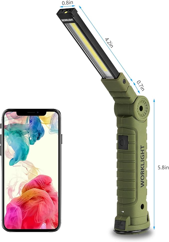 Lmaytech 3 Pack Rechargeable LED Work Lights with Magnetic Base and 360° Rotation, 5 Modes for BBQ, Camping, Reading, and Car Repair