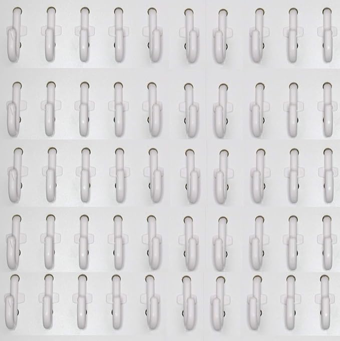 JSP Manufacturing Peg Board Plastic J Hook Style Hooks | Garage Tool Storage Craft Hooks Pegboard Asscessories (50, White)