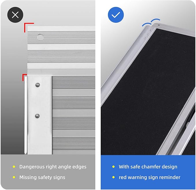 Portable Wheelchair Ramp 2FT,No-Slip Aluminum Folding Handicap Ramp 800lbs Load Capacaity,Wheel Chair ramp for Home Steps,Stairs,car