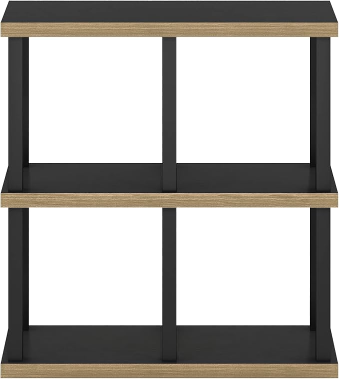 Furinno Turn-N-Tube No Tools Decorative Display Shelf, 4-Cube, Americano/Black