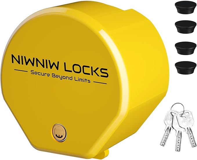 Heavy Duty Trailer Hitch Lock - Universal Fit 1-7/8" 2" 2-5/16" Couplers | Anti-Theft RV Trailer Tongue Lock for Truck Boat | Structural Steel Security Design (Yellow)