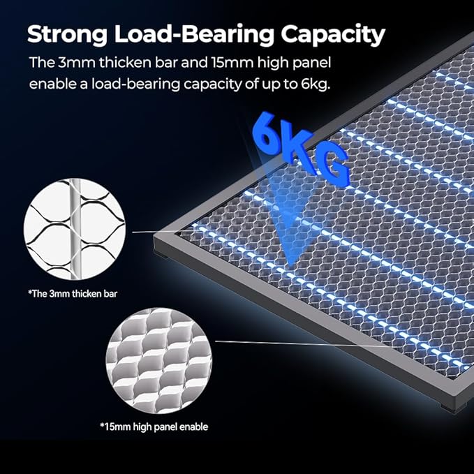 Creality Honeycomb Laser Bed 460x346mm – Workbench for Falcon A1/A1 Pro & Similar Laser Engravers – Protects Tabletops from Fire & Yellowing