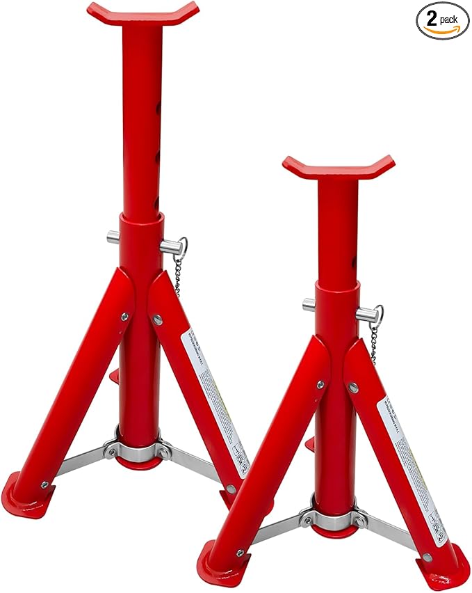 YATOINTO Foldable Jack Stands 3 Ton (6,600 LBs), 11.42"-16.06" Adjustable Height with Mobility Safety Pin,Car Jack Stand for Home&Garage, Workshops,Lifting SUV, Pickup Truck,UTV/ATV, Red, 1 Pair