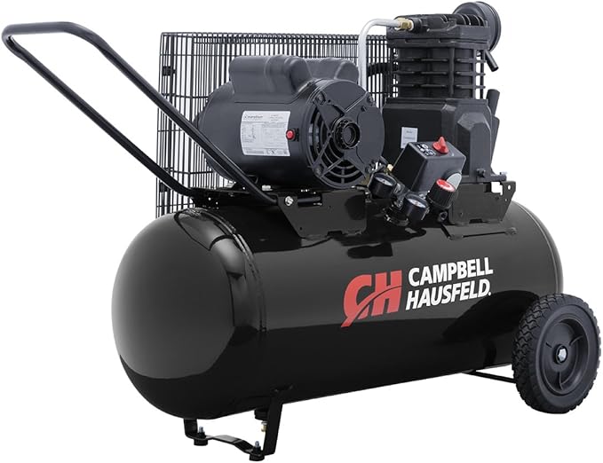 CAMPBELL HAUSFELD 15 Gallon Horizontal Air Compressor, Portable Air Compressor with Single Stage pump, Dual Voltage, 175 Max PSI, Quiet 55 dB, Ideal for Home and Professional Use