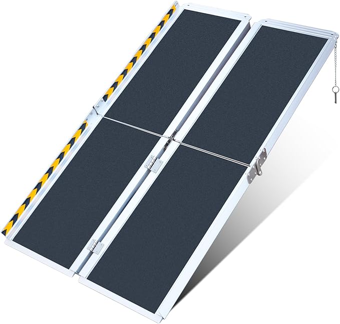 Portable Wheelchair ramp 5FT,No-Slip Aluminum Folding Handicap Ramp 800lbs Weight capacaity,Wheel Chair ramp for Home Steps,Stairs,car