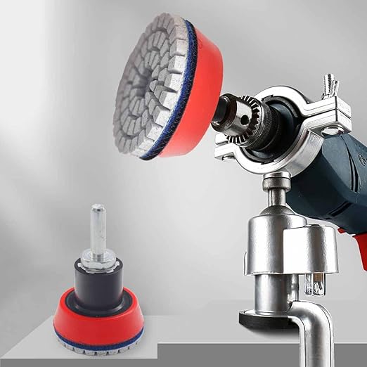 2 Inch Diamond Polishing Pads with 7Pcs Dry Wet Granite Stone Polish Pad Kit for Drill，50-3000 Grit Polishing Pad (7Pcs Dry/Wet Pads+1 Drill Adapter)