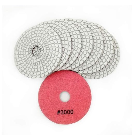 SHDIATOOL 8Pcs 4 Inch Diamond Wet Polishing Pads with White Bond Grit 3000 for Marble Granite Stone