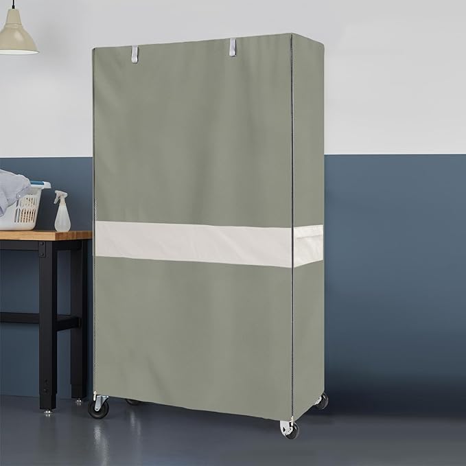 Heavy-Duty Waterproof Wire Shelf Cover, Garage Storage Shelving Protector, Universal Fit 60 x 24 x 72 Inch Rack Covers with 1" Tolerance (Sage Green)