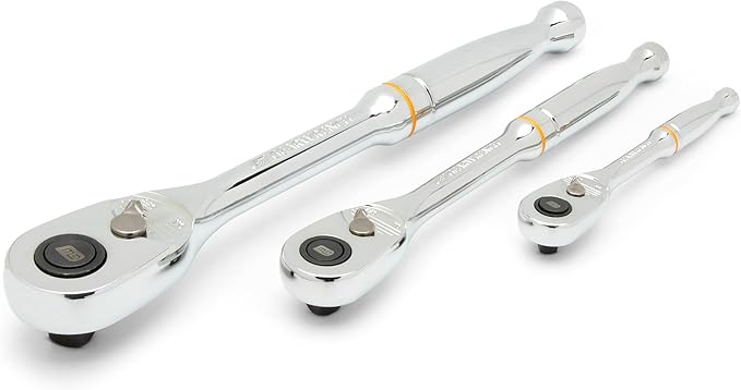 GEARWRENCH 3 Piece 1/4", 3/8” and 1/2" Drive 90-Tooth Quick Release Teardrop Ratchet Set | 81310T