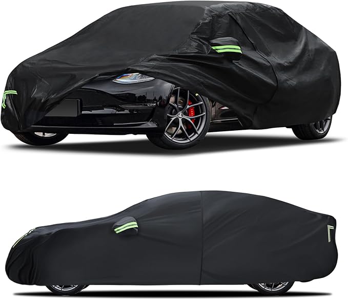 Car Cover Custom Fit for Tesla Model 3 2017-2026, 6 Layers Truck Cover Waterproof All Weather for Automobiles,Outdoor Full Exterior Cover,Rain, Sun, Wind Protection,Black