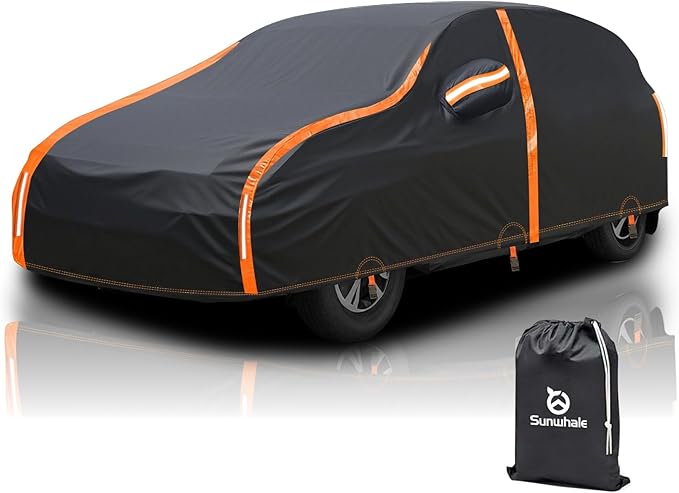 Hatchback Car Cover Waterproof All Weather for Automobiles Compatible with Volkswagen, Ford, Renault Fit UV Protection Sun All Weather Outdoor Fit Compact Cars for Hatchback 163 ’’