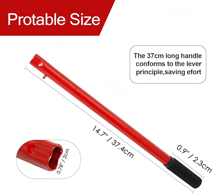 ANCKNE Horizontal Hydraulic Jack Handle 2 Ton, Jack Handle Replacement, with Rubber Gloves Automotive Car Jack Accessories Red