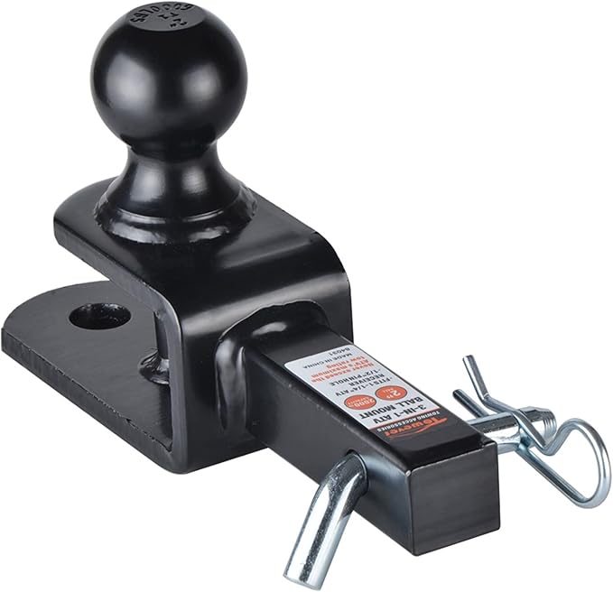 84031 Towever ATV Hitch Ball Mount 2 inch Ball with 1-1/4 inch Solid Shank, with 1/2 inch Pin & Clip, Rated 2000 lbs