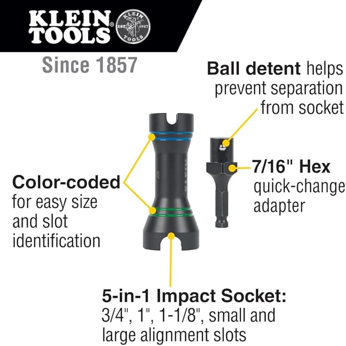 Klein Tools 660KIT3 5-in-1 Mini Impact Socket and 3-in-1 Flip Impact Socket Set, for Linemen and Utility Work, 4-Piece