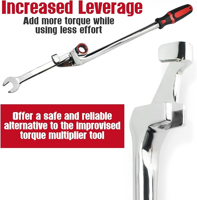 CROM 15-Inch Wrench Extender Tool - Extension Wrench Torque Multiplier Tool Bar For Maximum Leverage, Offers Extra Torque To Remove Tight Fasteners, Ideal for DIY and Mechanics