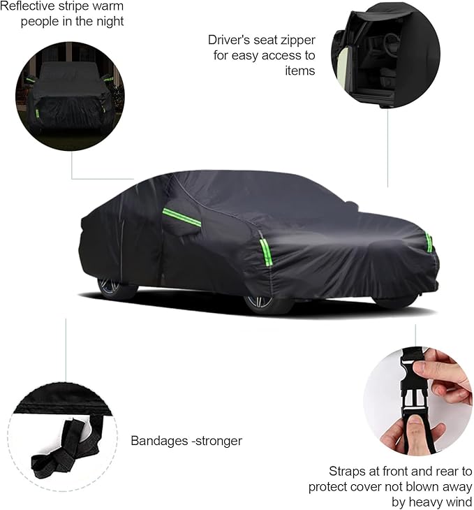 Waterproof Car Covers Replace for 1994-2023 ford mustang car cover, 6 Layers All Weather Custom-fit Car Cover with Zipper Door & Windproof Bands, Waterproof All Weather Sun Rain UV Dust Protection