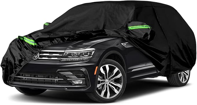 Waterproof Car Covers Replace for 2017-2025 VW Tiguan LWB, 6 Layers All Weather Custom-fit Car Cover with Zipper Door & Windproof Bands for Snow Rain Dust Hail Protection (Tiguan LWB)