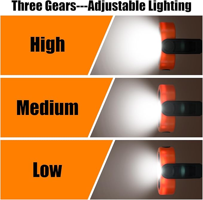 Retisee 2 Pack 780 Lumens Magnetic Work Light USB Rechargeable LED Flashlight Portable Inspection Light for Car Repair Emergency Lighting Mechanics Workshop (Orange-2PK)