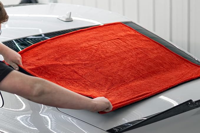 Autofiber Dreadnought Max Triple Layer Microfiber Car Drying Towel, Twist Pile and 1400GSM - Pack of 1, Red/Black (20 inch x 40 inch)