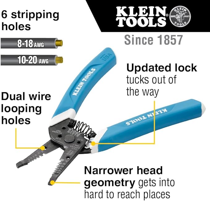 Klein Tools 9-Inch Lineman's Crimping Pliers and Klein-Kurve 8-18 AWG Wire Stripper/Cutter Bundle