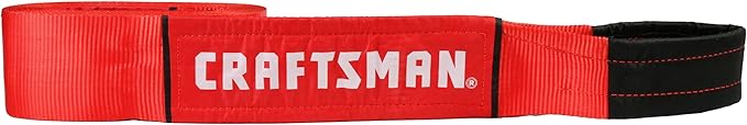 Craftsman CMXAZBS2003 Black/Red 4” x 30’ Heavy-Duty Recovery Tow Strap with Loop Ends - 6,666 lb Safe Wortking Load / 20,000 lb Break Strength