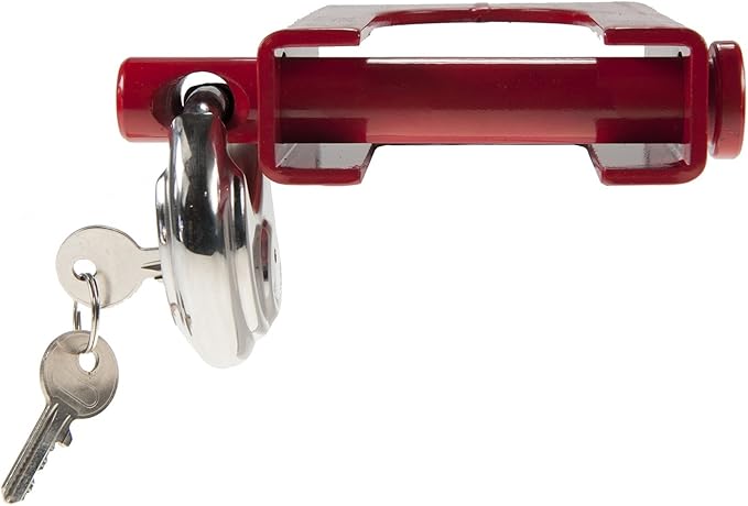 NU-SET King Pin Collar Hasp with Disc Trailer Lock Combo, Red, (2716+5820)
