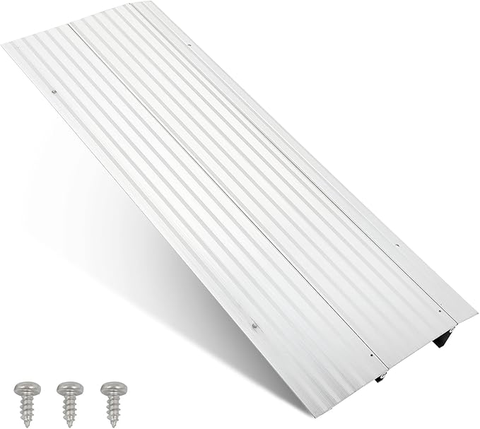 SCITOO Door Threshold Ramp 2" Rise Aluminum Mobility Entry Ramp for Doorways Rated 800LBS Weight Capacity Adjustable Ramps for Wheelchairs, Scooters, Power Chairs