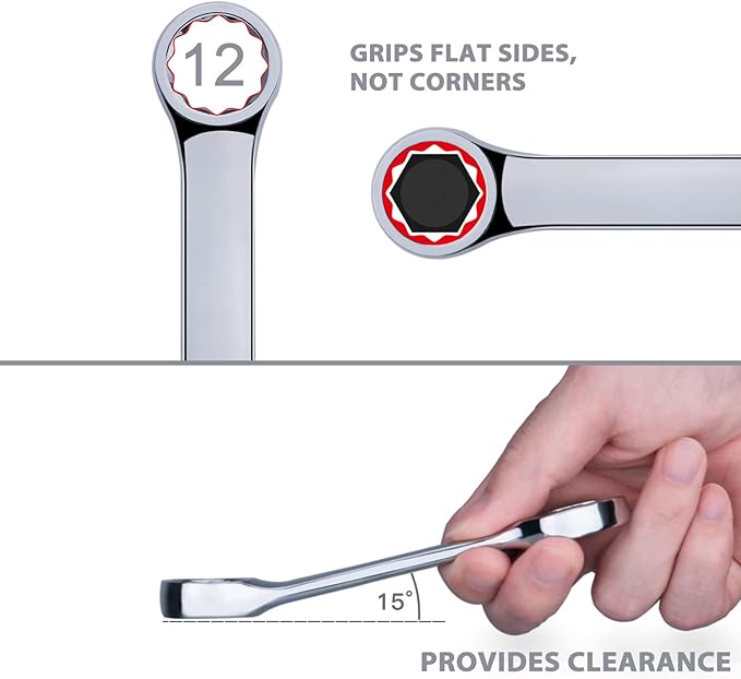 Premium Stubby Combination Wrench Set with Roll-up Pouch, 11-Piece, SAE, 3/8” to 1”, No Skipped Inch Size | Cr-V Steel, Mirror Polished Finish | Short Length and Slim Body, Perfect for Confined Areas