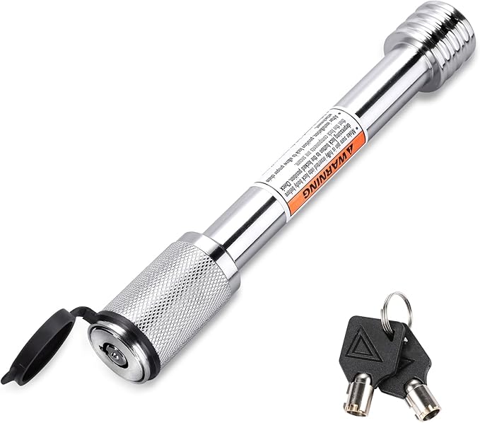 CZC AUTO Trailer Hitch Lock 5/8" Dia, Locking Hitch Pin 4" Super Extra Long Chrome Coated Hitch Pin with Keys for Class III IV to Hitch Bike Rack Tray Ball Tow Rope for Trailer Truck Car Boat