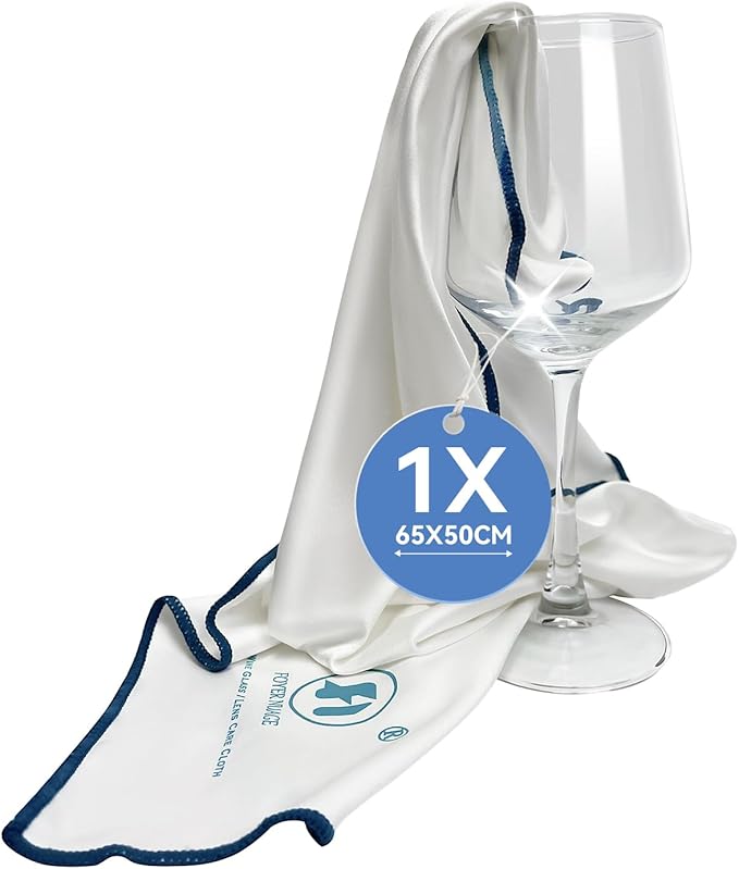 Microfibre Cleaning Cloths, 65 X 50cm Large Lint Free Glass Polishing Cloths for Glasses, Glassware, Stemware, Lens (White, 65 x 50 cm 1pcs)