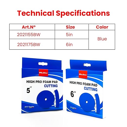 Maxshine 5” Universal High Pro Cutting Foam Pad – Compatible with DA & Rotary Polishers – Professional Detailing Pad for Swirl & Oxidation Removal – Washable & Reusable – Hook & Loop Backing