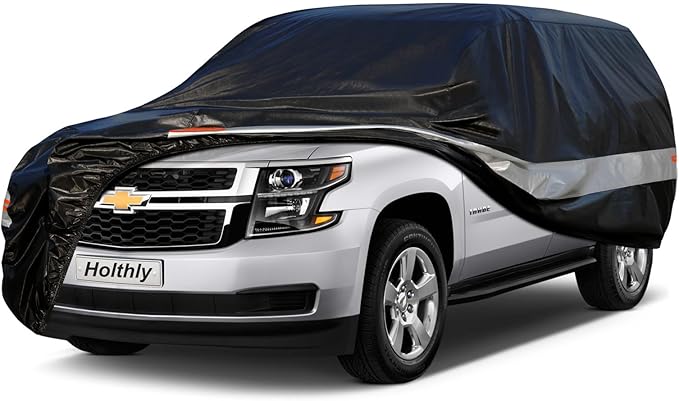 10 Layers Car Cover Waterproof All Weather for Large SUV,100% Waterproof Outdoor Car Covers Rain Snow UV Dust Protection. Custom Fit for Chevy Tahoe, Traverse, Mercedes GLS, QX80, Patrol,etc
