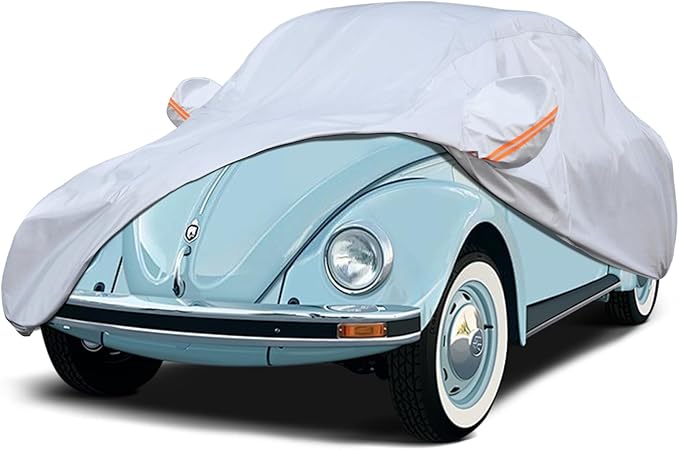 Car Cover Custom Fit for VW Beetle Bug 2-Door 1960-1980, 6 Layer Heavy Duty Waterproof All Weather Car Tarp Outdoor Protection with Cotton Lining