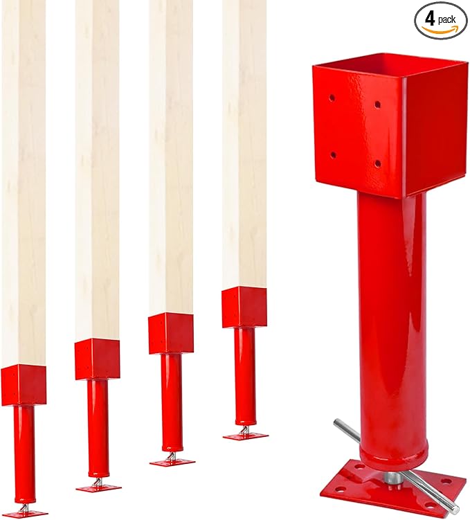 4x4 Screw Jack Post 4 Pack, 13.5"-19" Adjustable Basement Floor Jacks Support, 24700 lbs Heavy Duty Shore Jack, House Jack for Leveling, Crawlspace Shoring, Beam Repair, Structural Repair