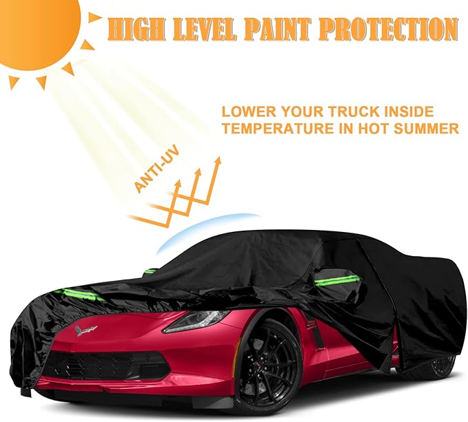Waterproof Car Covers Replace for 2014–2019 Corvette C7, 6 Layers All Weather Custom-fit Car Cover with Zipper Door for Snow Rain Dust Hail Protection (C7)