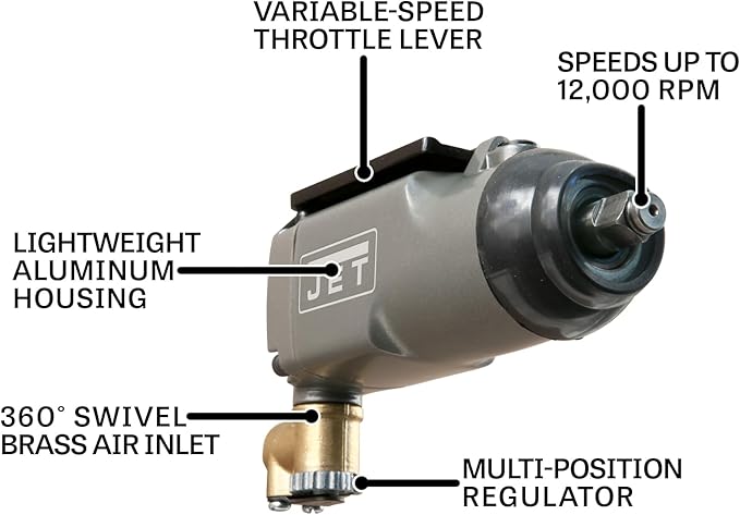 JET 3/8-Inch Butterfly Impact Wrench, 75 ft-lbs, 12000 RPM (Model JAT-100)
