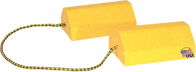 Buyers Products WC9642Y Yellow Small Wheel Chock Set, Lightweight Composite Construction, 32.75 Inch Rope, Ideal for Vehicle Maintenance and Storage, Aviation and Tractors
