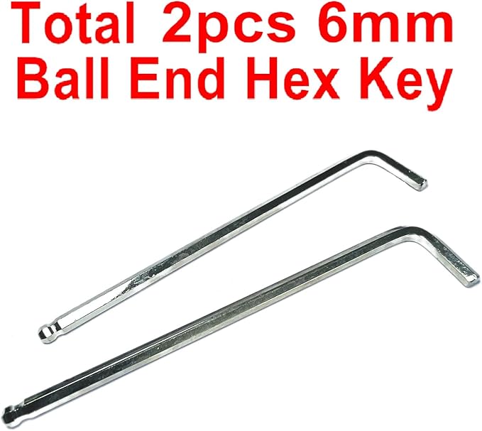 2pcs 6mm Ball End Allen Wrench sets,6mm Hex Key Wrench set,6mm ball end Hex Driver allen key Door Key L Shaped hex wrench set with Long Arm 173mm lengh.6mm ball end hex wrench
