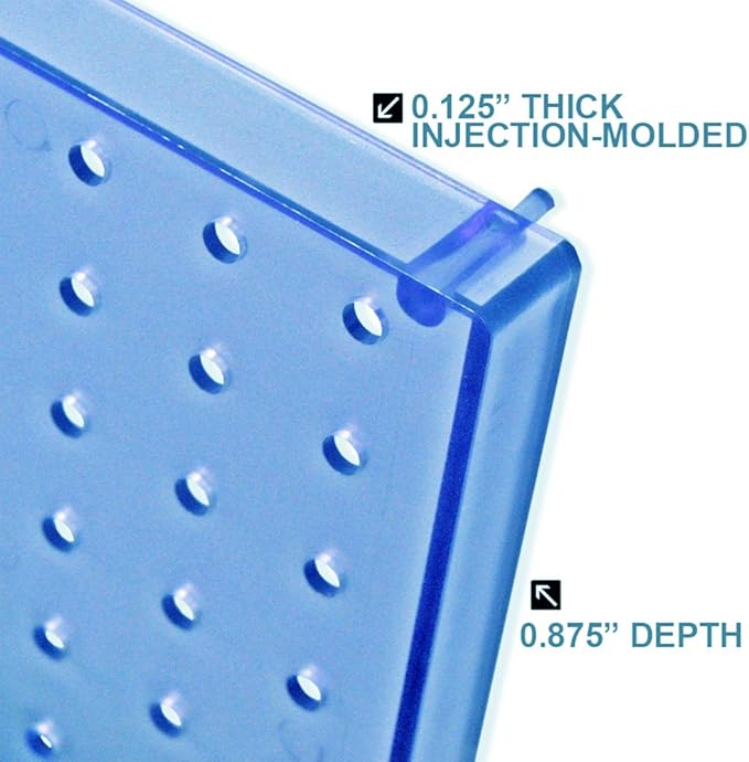 Azar Displays 771620-BLU Plastic Pegboard for Wall Organization - Garage Tool Organizer Wall Mount (Pack of 2) - 1-Sided Durable Wall Panel Organizer (16” W x 20” H x 1” D) - Garage Organizer (Blue)
