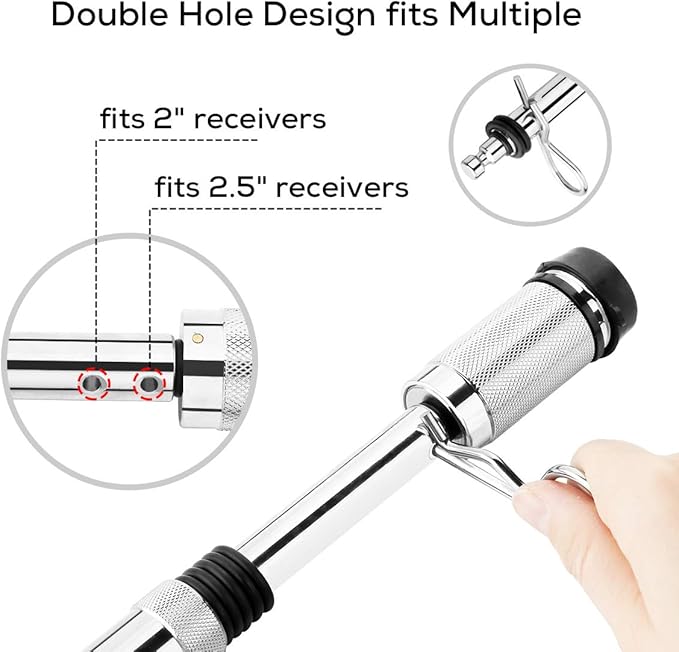 IKURAM R Locking Hitch Pin for 2 inch Receiver 5/8" Rotating Trailer Hitch Locking Pin Towing Hitch Locks Used to Bike Rack, Tow Truck, Boat-2 Pack (Silver)