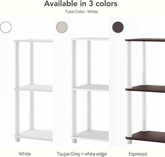Homes: Inside + Out Apexa Modern 5-Tier Wide Shelving Units, Collectibles Display Shelves, Easy Assembly Standing Shelf, Home Storage Organizer for Living Room, Bedroom, Office, White
