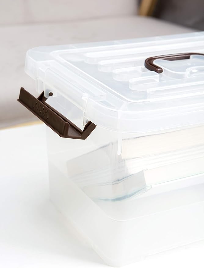 4 Pack-Plastic Storage Bins with Lids and Handle, Clear Plastic Latching Box for Storage, Stackable Storage Containers for Organizing, Multi-Purpose, 7 Quart