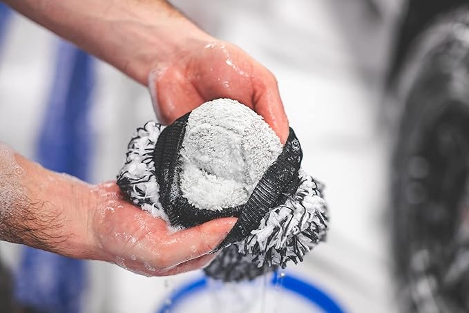 The Rag Company - The Cyclone Ultra Wash Mitt + Cyclone Ultra Wash Pad 6in x 8in Combo Pack - Microfiber Blend, Twist Loop Interior Liner Ideal for Foam, Soap + Bucket, & Rinseless Washing Methods
