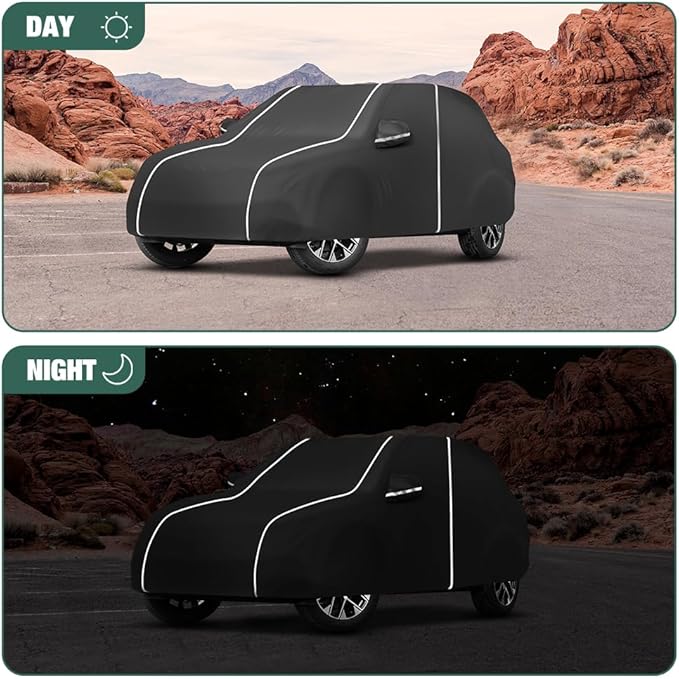 Fluorescent Strip Design 6 Layers Waterproof Car Cover Compatible for Mercedes Benz GLC 300 350e 2016-2024 All Weather Full Car Cover with Storage Bag